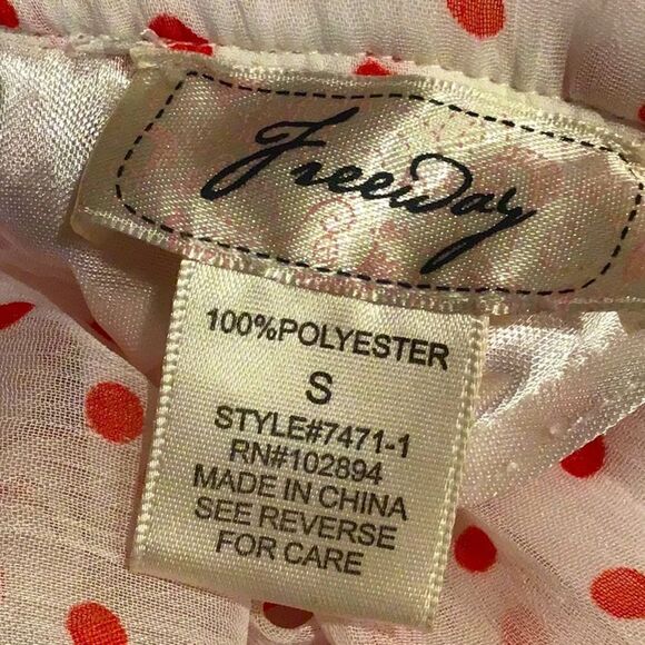 Freeway Red Polka Dot Pleated High Neck Chiffon Dress - Picture 15 of 16